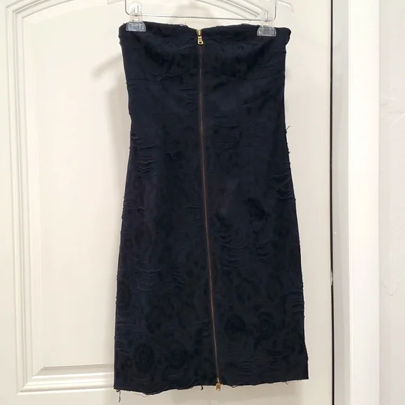 Rachel Rachel Roy Distressed Jacquard Navy Floral Corset Tube Dress with Zipper - Picture 1 of 5